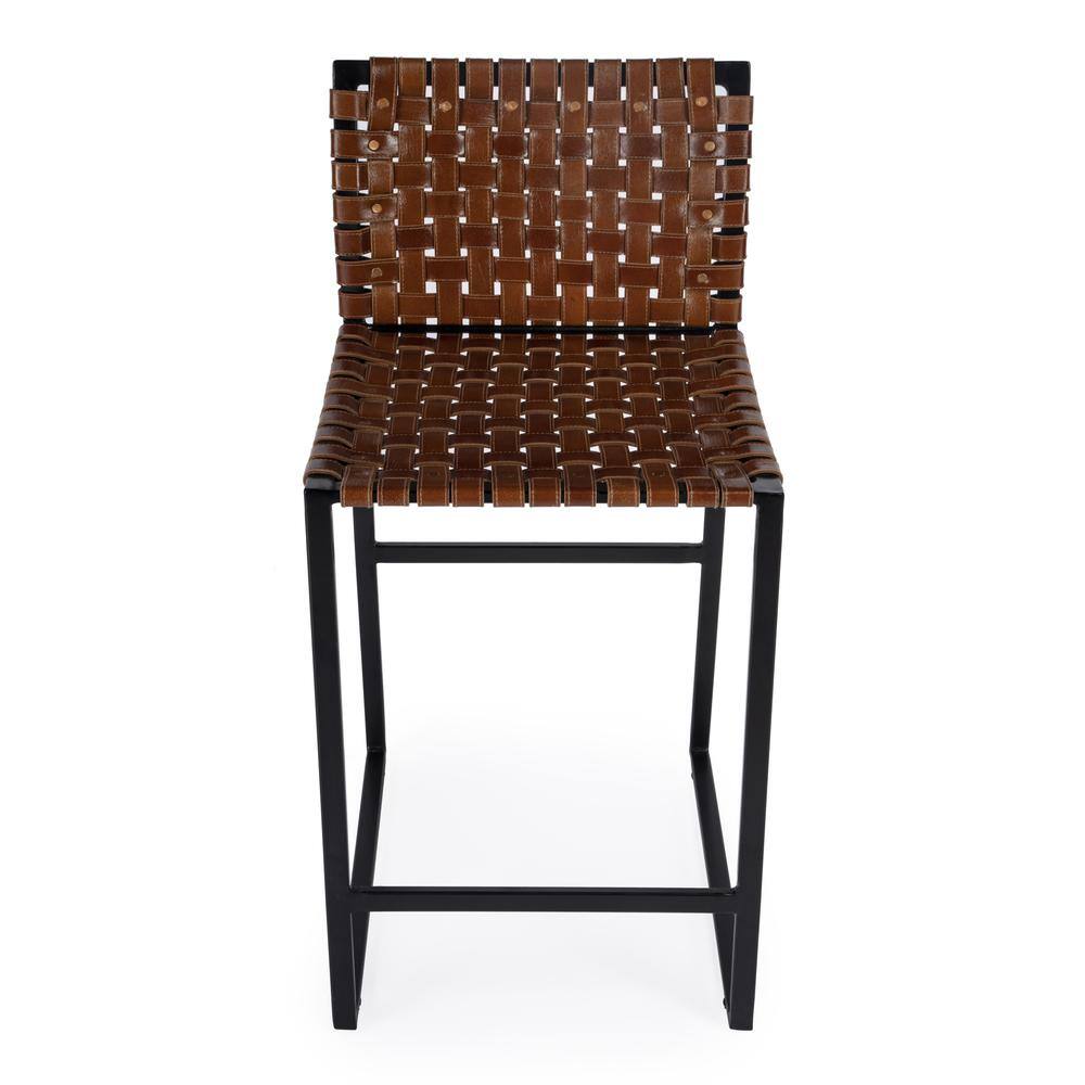 Alt View 2. Butler Specialty - Urban Woven Leather 25" Counter Stool - Medium Brown.