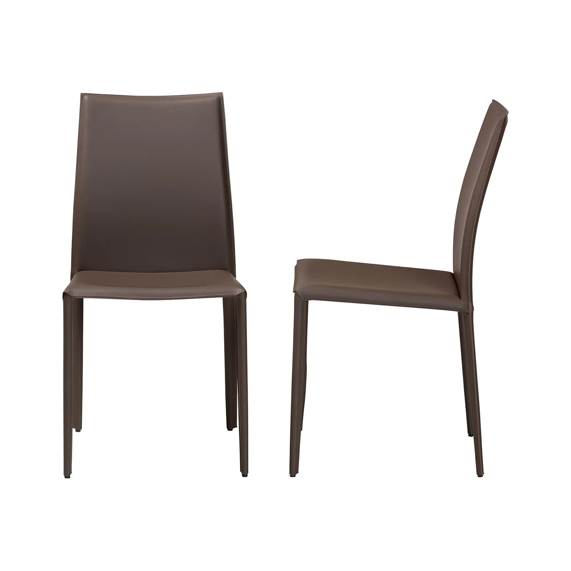 Left. Baxton Studio - Rockford Modern and Contemporary Taupe Bonded Leather Upholstered Dining Chair - Taupe.