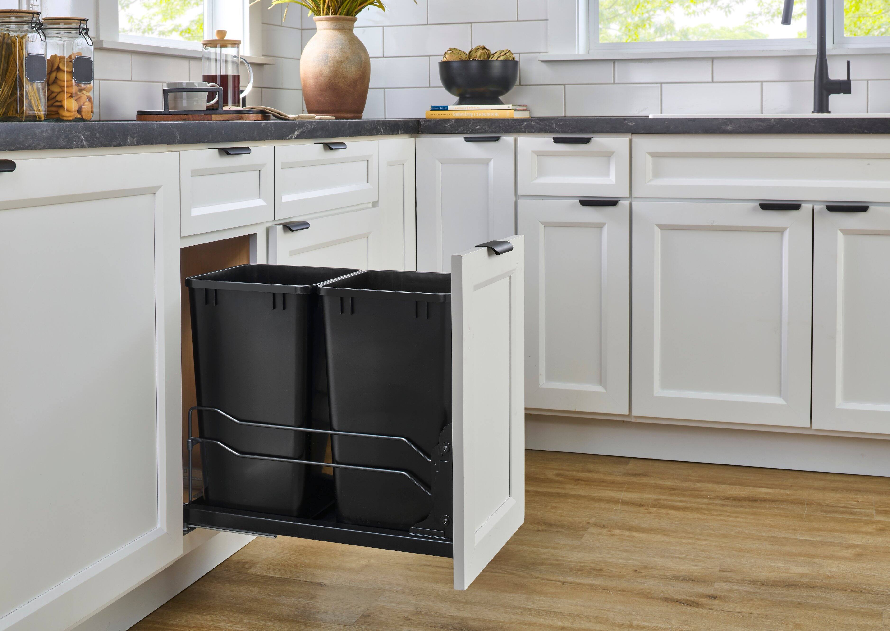 Alt View 1. Rev-A-Shelf - Rev-A-Shelf Double Pullout Trash Can 27 qt. with Soft-close, 53WC-1527SCDM-217 - Silver.