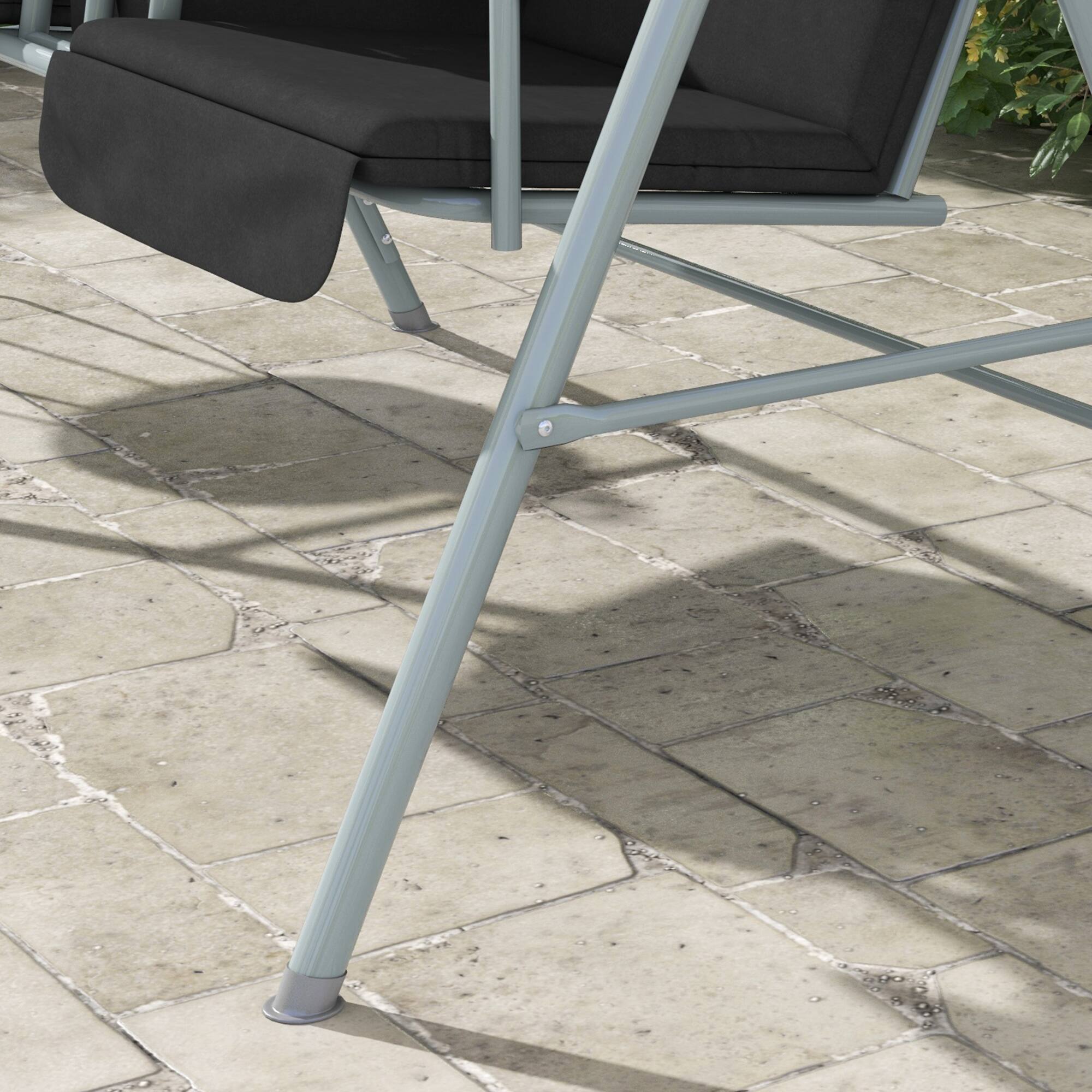 Alt View 5. Outsunny - Outsunny 2 Person Porch Swing with Stand, Outdoor Swing with Canopy, Pivot Storage Table, 2 Cup Holders, Cushions - Black.