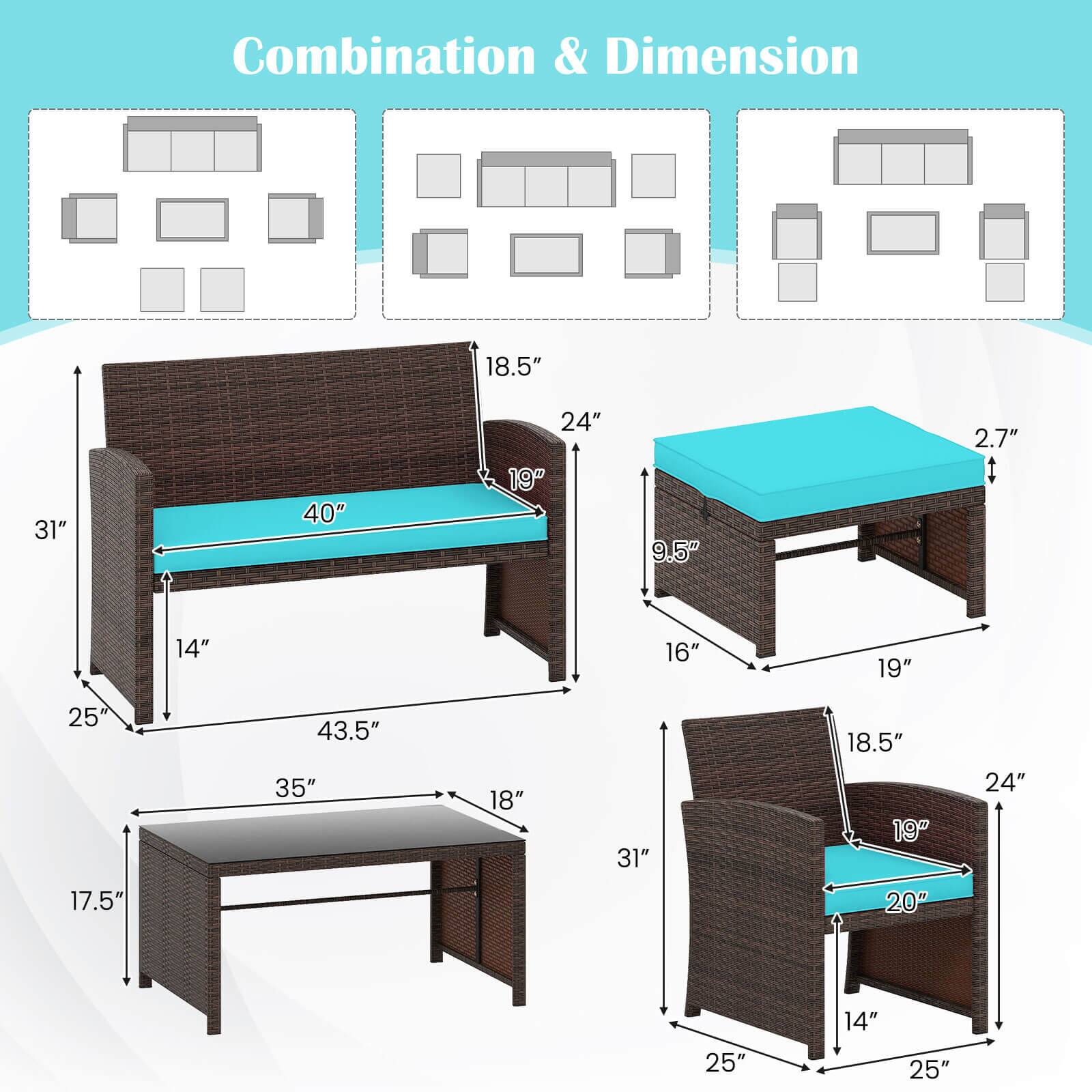 Combination & Dimension: 18.5", 31", 40", 24", 19", 9.5", 2.7", 14", 16", 17.5", 43.5", 35", 18", 20"