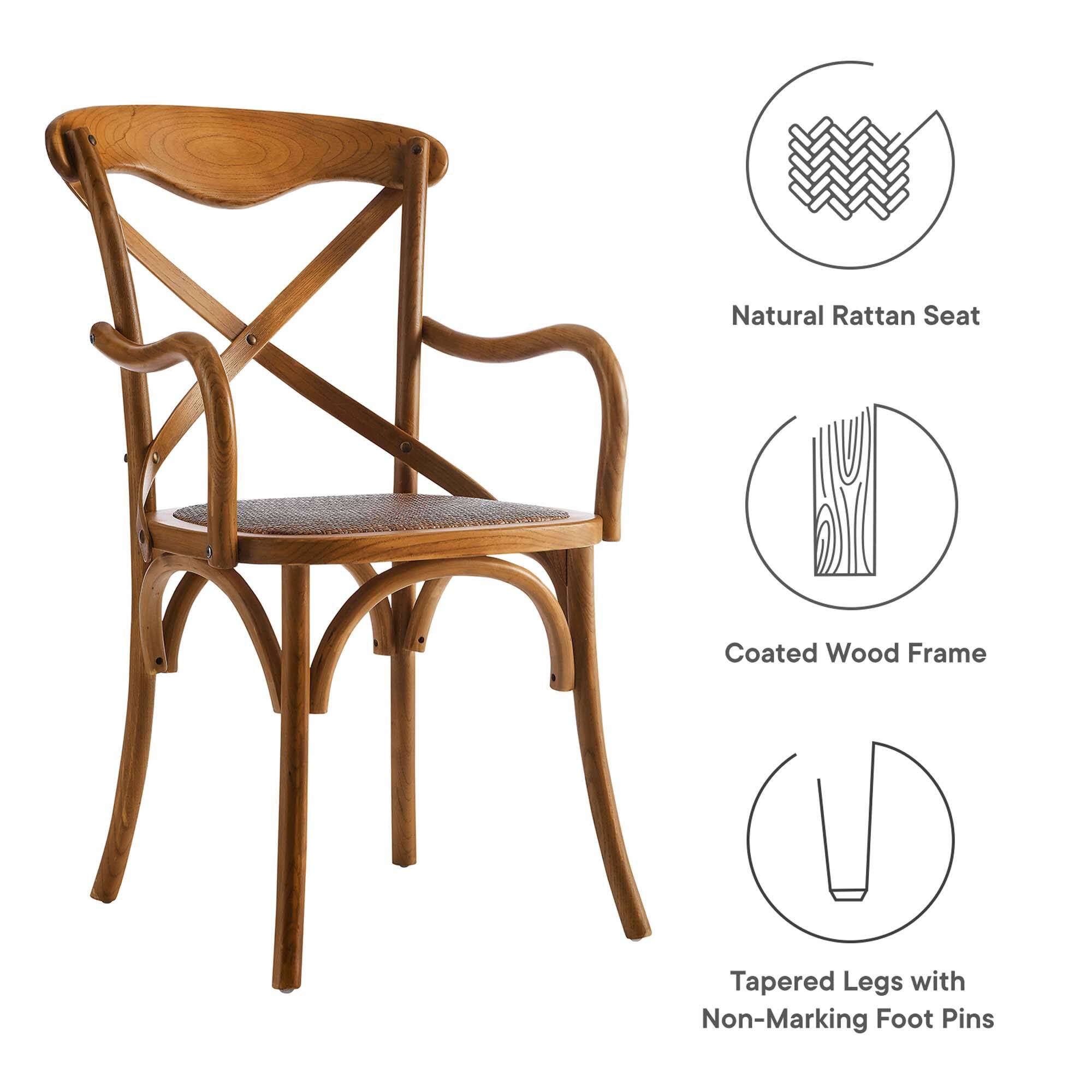 Natural Rattan Seat  
Coated Wood Frame  
Tapered Legs with Non-Marking Foot Pins