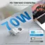 PD 70W MAX CHARGING USB-C fast charging saves time. 80% charge in 30 minutes. Normal charging: 20% charge in 30 minutes. Note: The maximum output of 70W is applicable for single USB-C1 port charging.