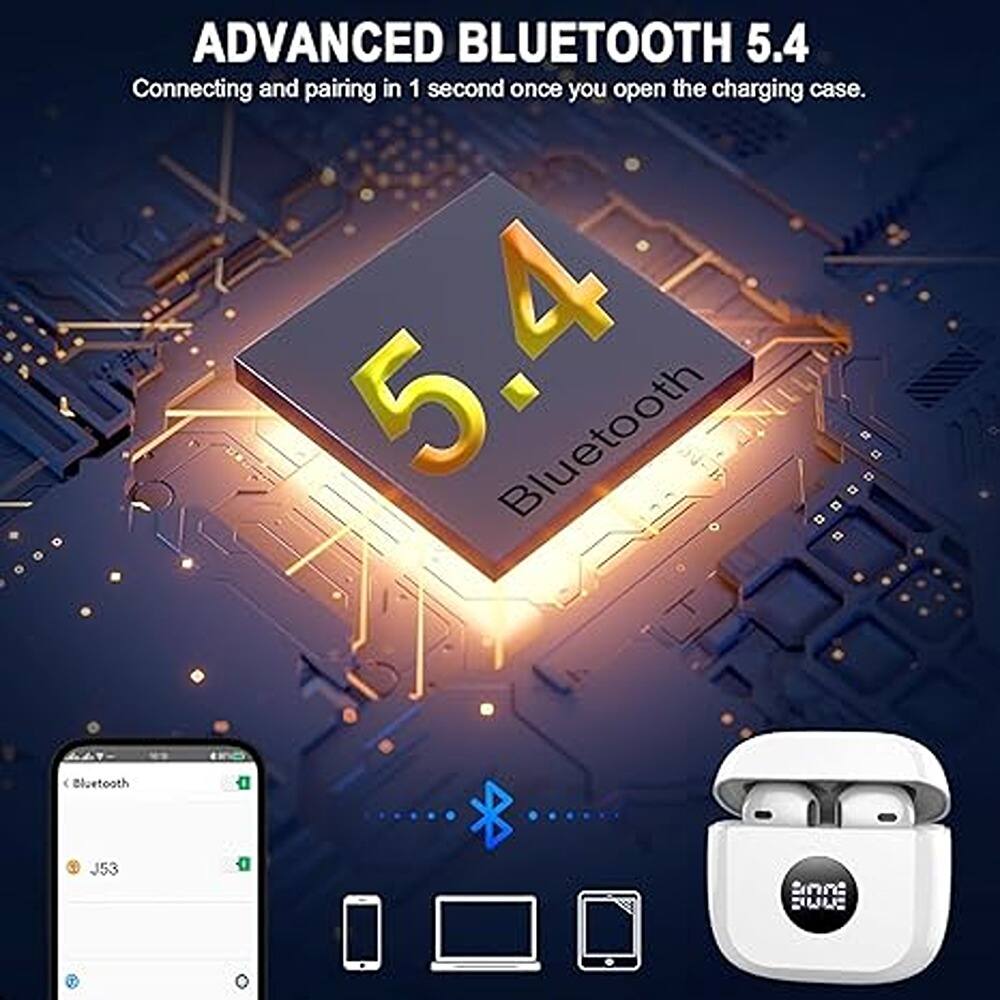 ADVANCED BLUETOOTH 5.4  
Connecting and pairing in 1 second once you open the charging case.  

Bluetooth 5.4  
Bluetooth J53