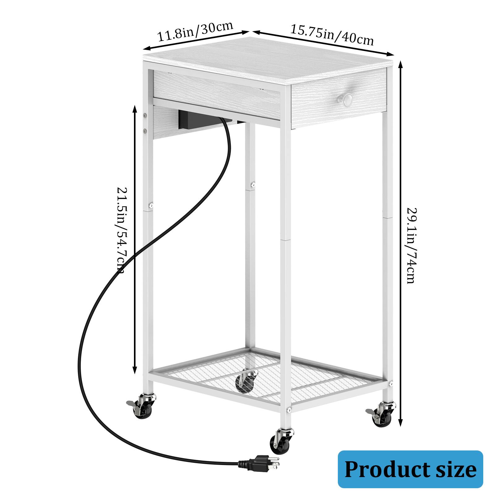 11.8in/30cm  
15.75in/40cm  
21.5in/54.7cm  
29.1in/74cm  

Product size