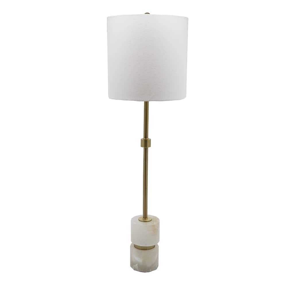 Luckbyte - 10x34 Inch Ipori Alabaster Metal Buffet Lamp