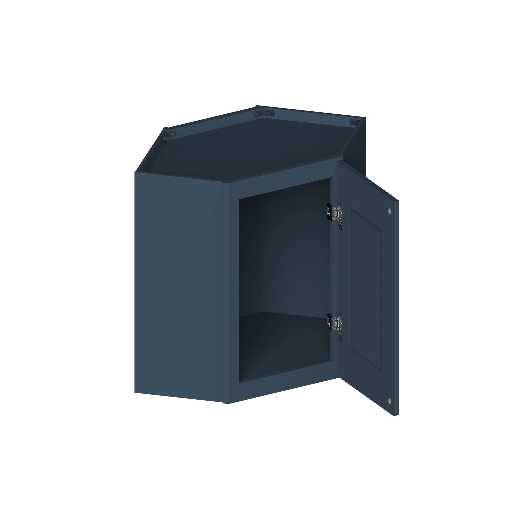 Front. Boyel Living - 24-in W x 18-in H x 12-in D Shaker RTA Kitchen Diagonal Corner Wall Cabinet with Soft-Close - Charcoal Blue.