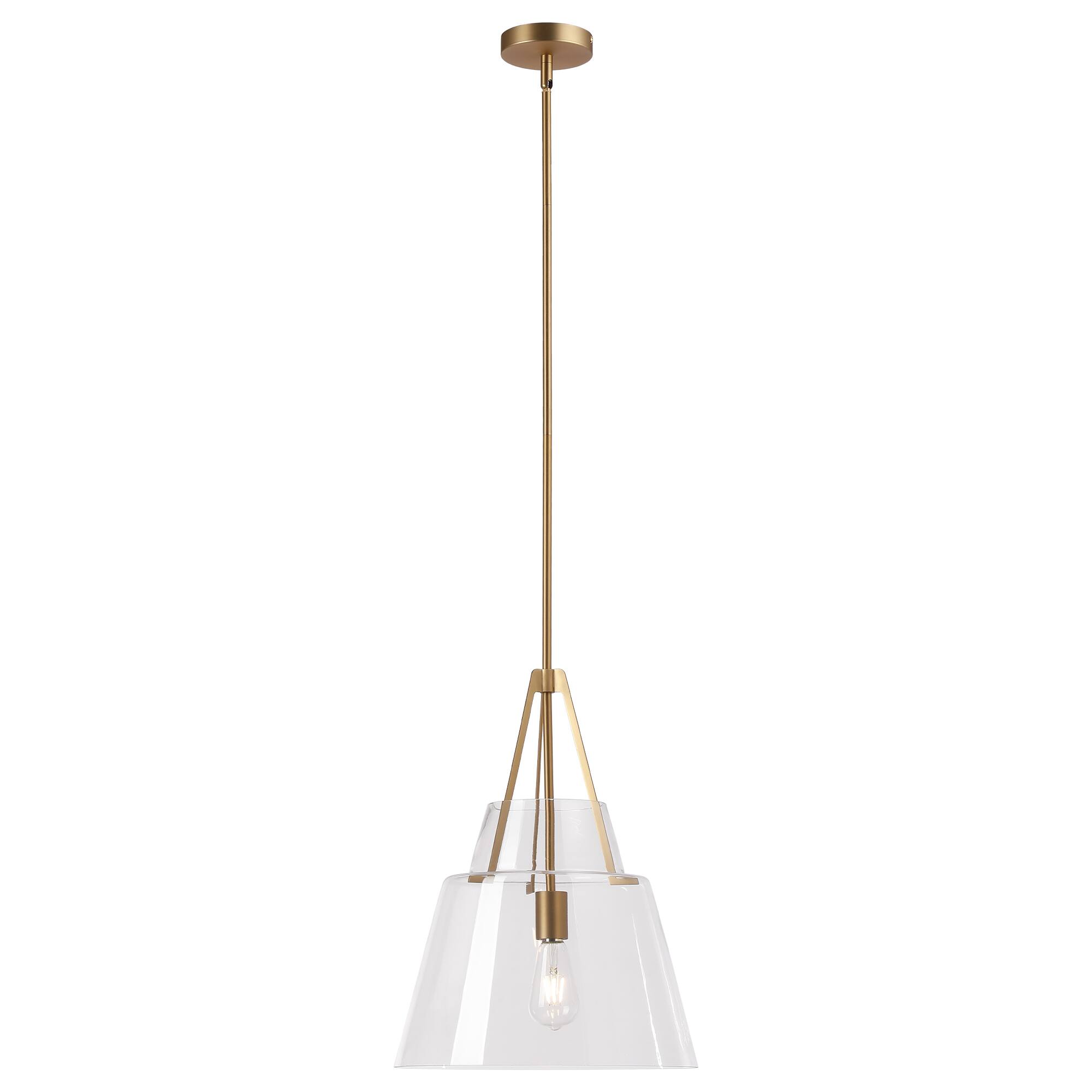 Alt View 4. Parrot Uncle - Modern Brass Cone Clear Glass Shade Pendant Light.