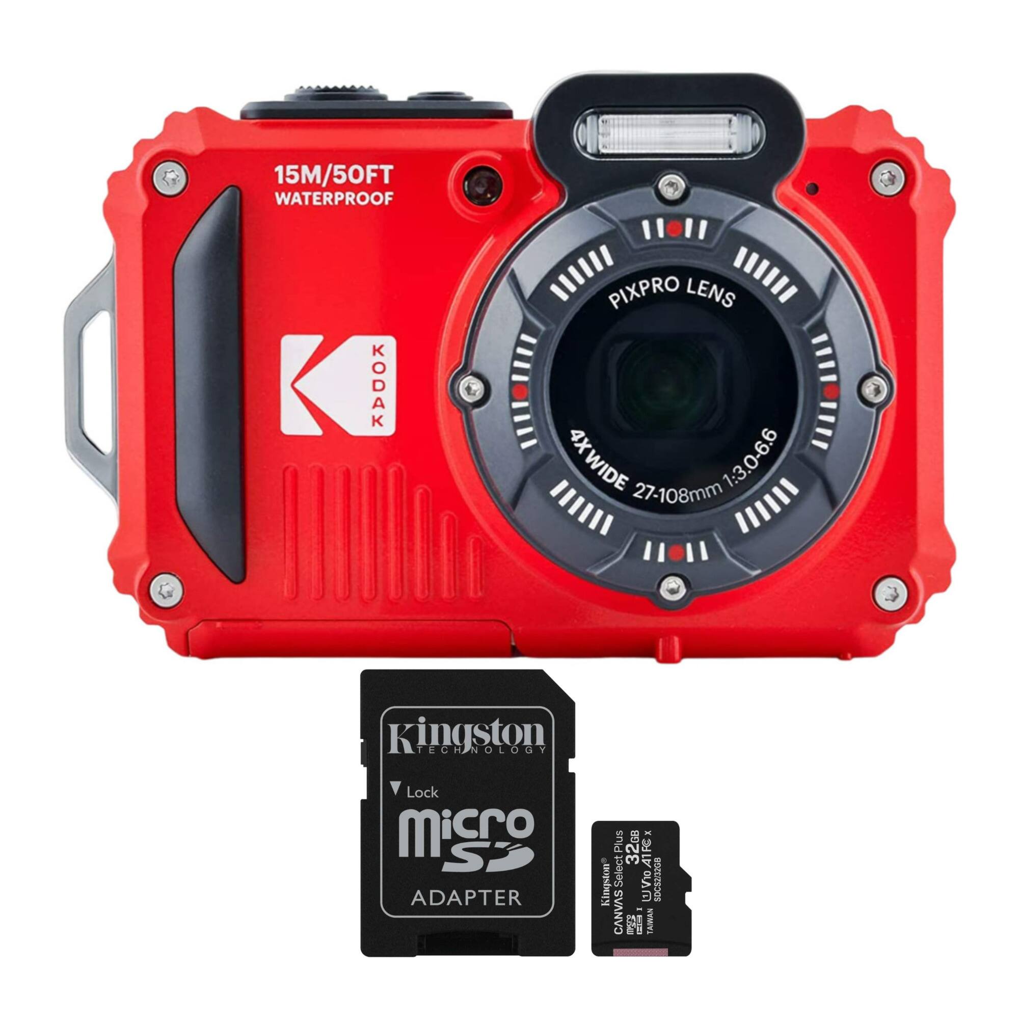 Kodak - PIXPRO WPZ2 Rugged 16MP Digital Camera with 32GB microSDHC with SD Adapter - Red