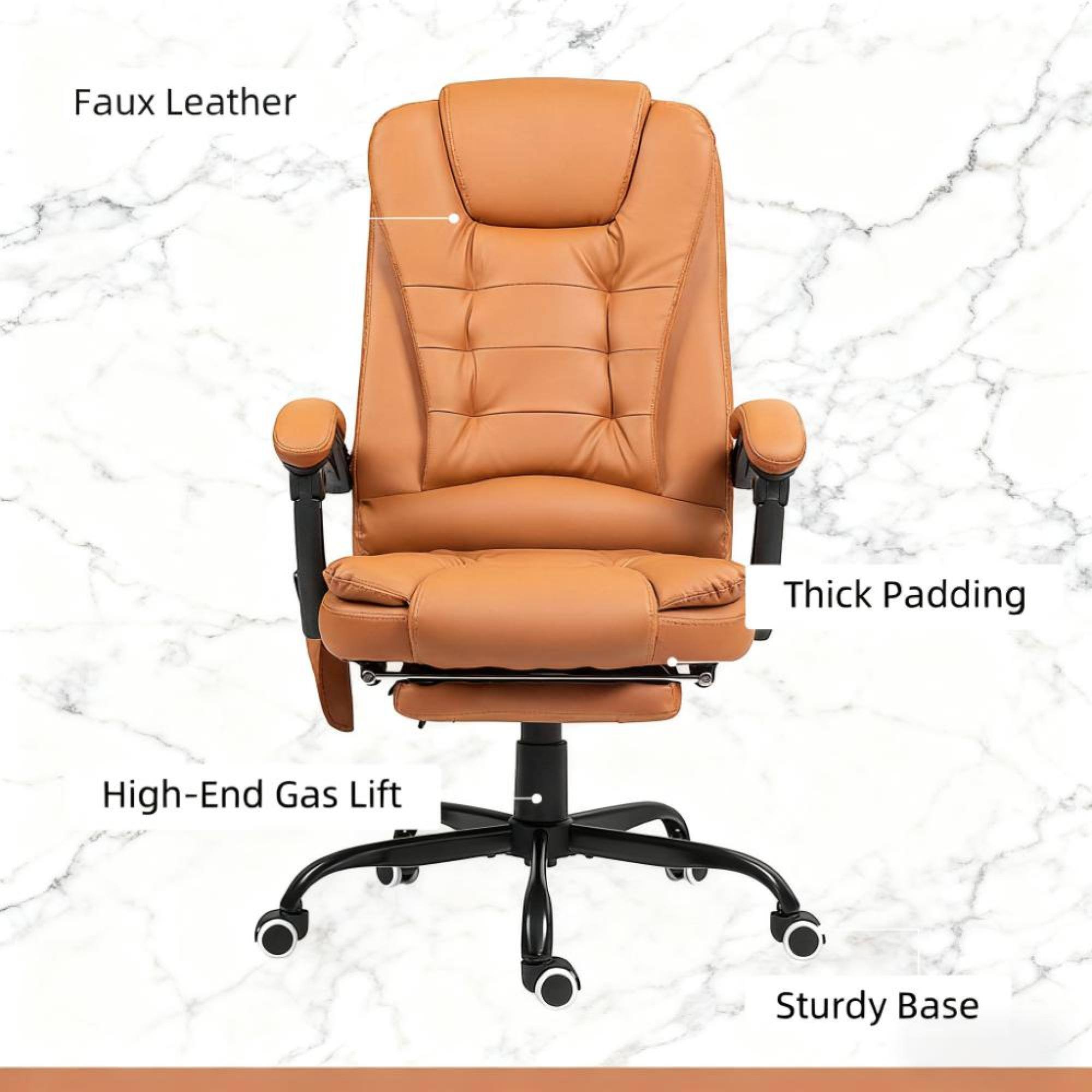 - Faux Leather
- Thick Padding
- High-End Gas Lift
- Sturdy Base