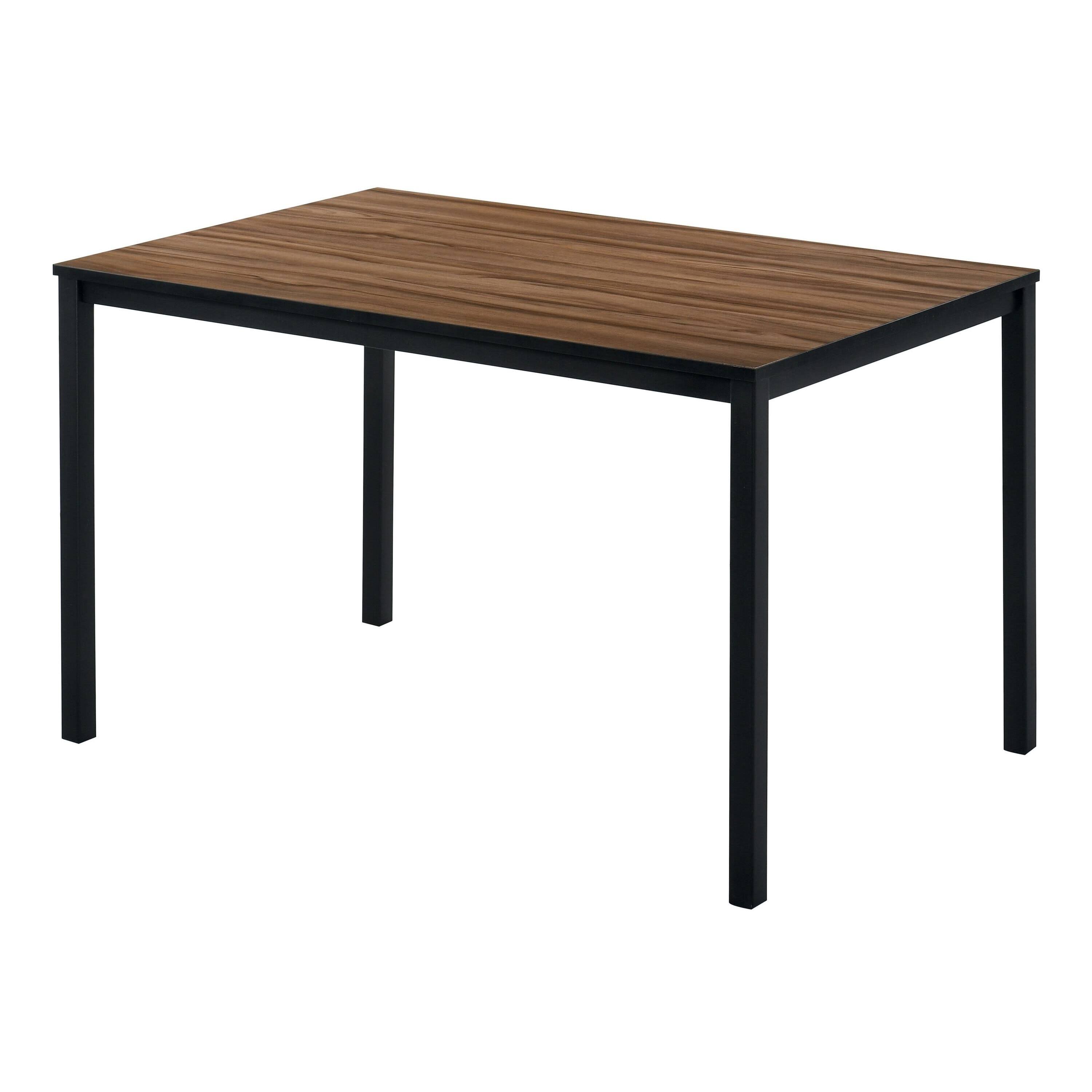 Alt View 1. Manhattan Lane - 3 Piece Dining Table Set, 2 Benches, Brown Wood Grain Top, Black Metal - Brown, Black.
