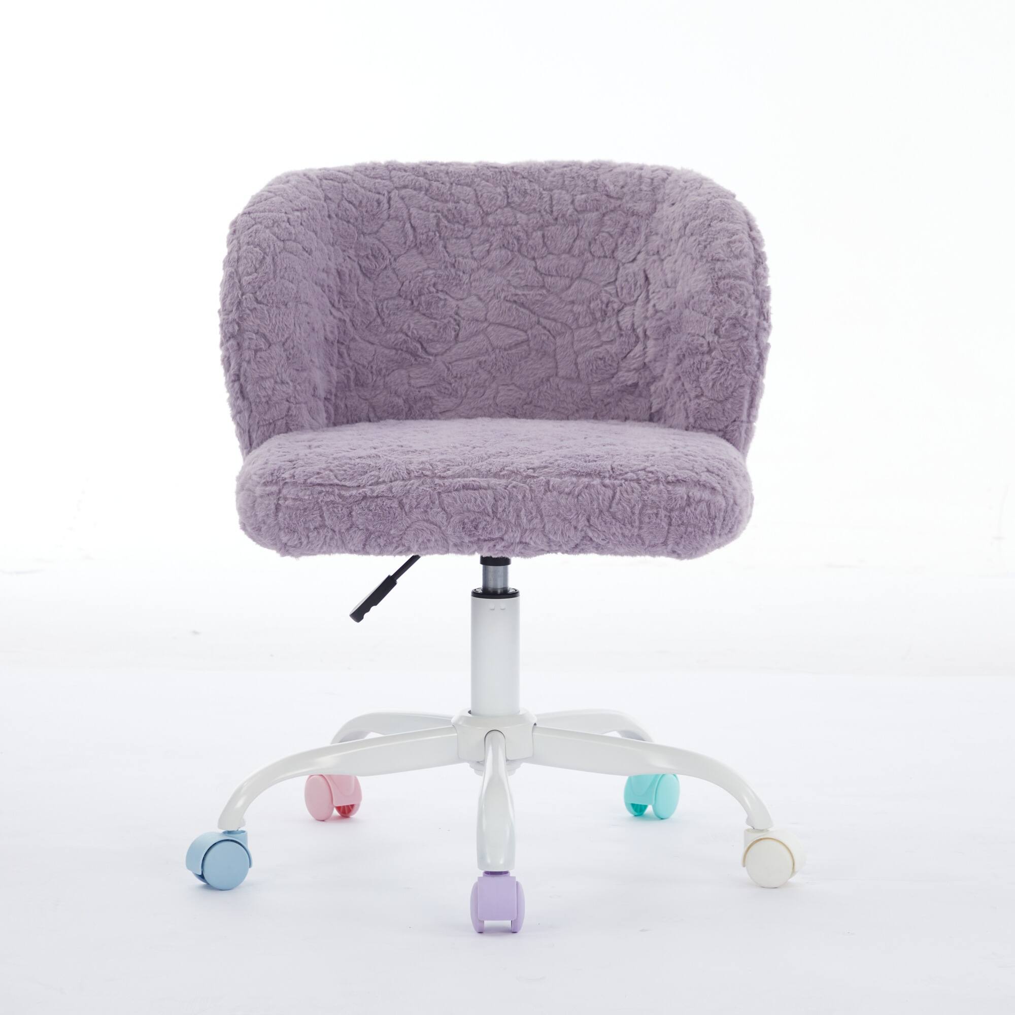 Left. GOODSILO - Faux Fur Swivel Office Chair with Ergonomic Design and Adjustable Height for Home Office or Vanity Use - Violet.