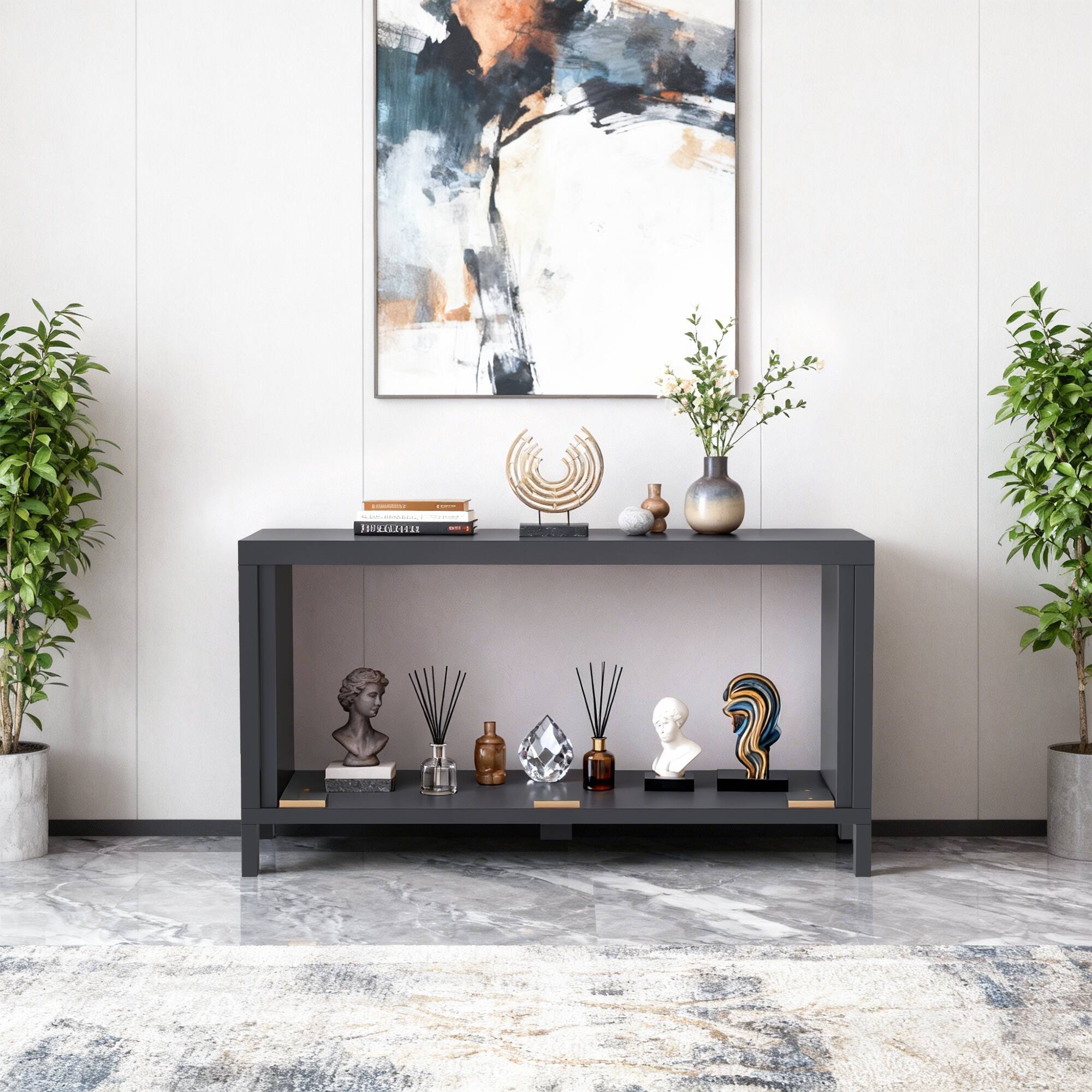 Angle. Ihomeadore - 38-inch Modern Black TV Stand Media Storage Cabinet for TVs up to 32'' - Black.