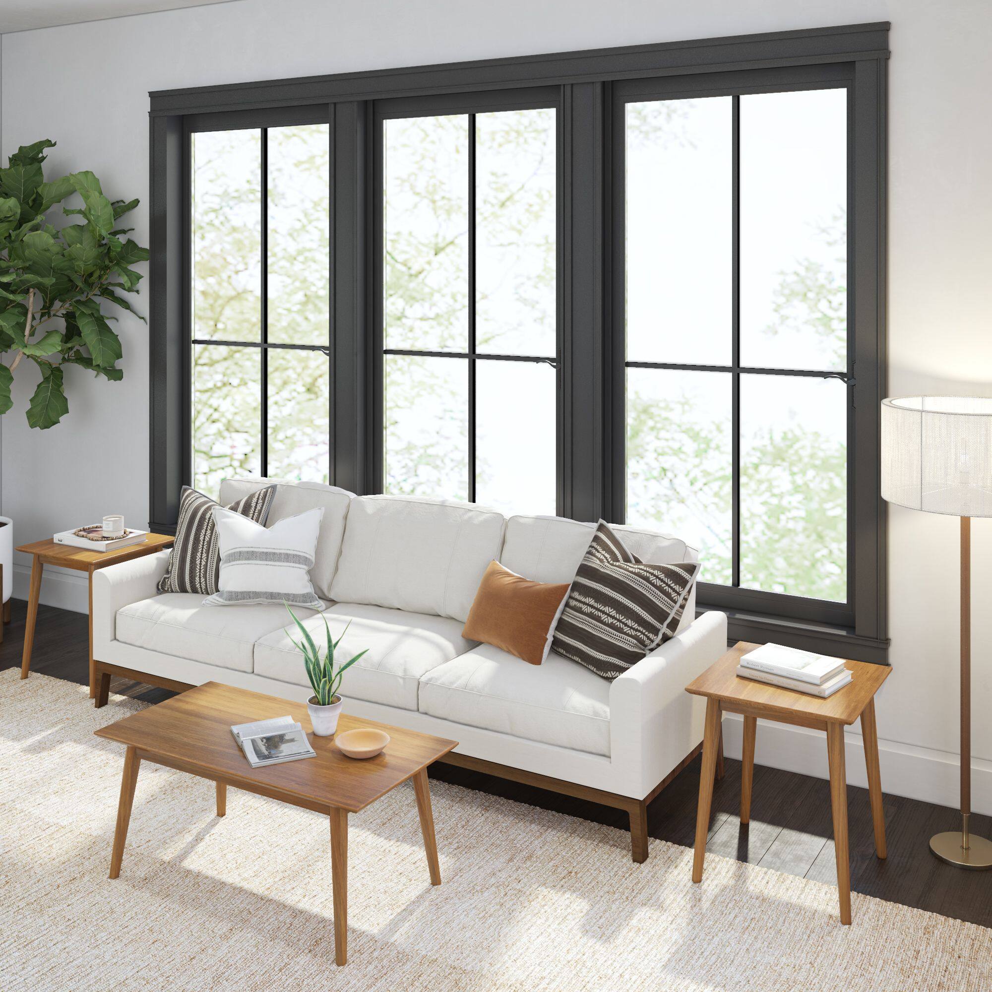 Alt View 5. Plank+Beam - Mid-Century Modern Square Side Table (20in x 20in / 510mm x 510mm), Pecan - Pecan.