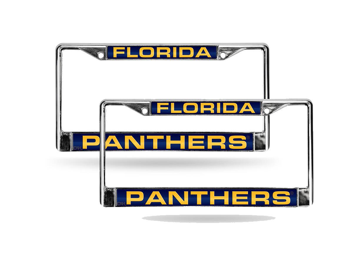 Florida Panthers NHL Chrome Metal (Set of 2) Laser Cut License Plate Frames