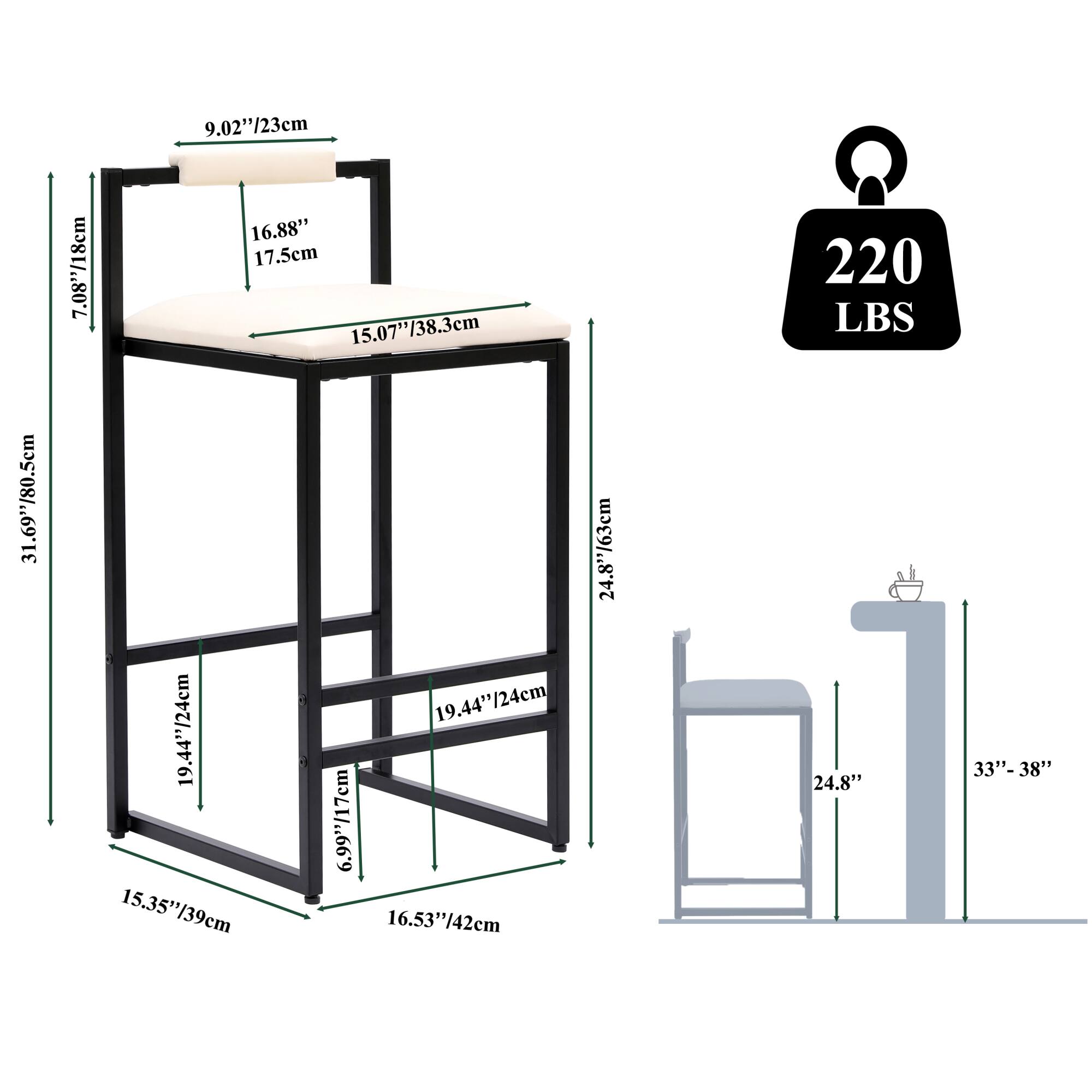 9.02"/23cm  
31.69"/80.5cm  
16.88" / 17.5cm  
7.08"/18cm  
15.07"/38.3cm  
19.44"/24cm  
19.44"/24cm  
6.99"/17cm  
15.35"/39cm  
139cm  
16.53"/42cm  
24.8"/63cm  
220 LBS  
33"-38"  
24.8"