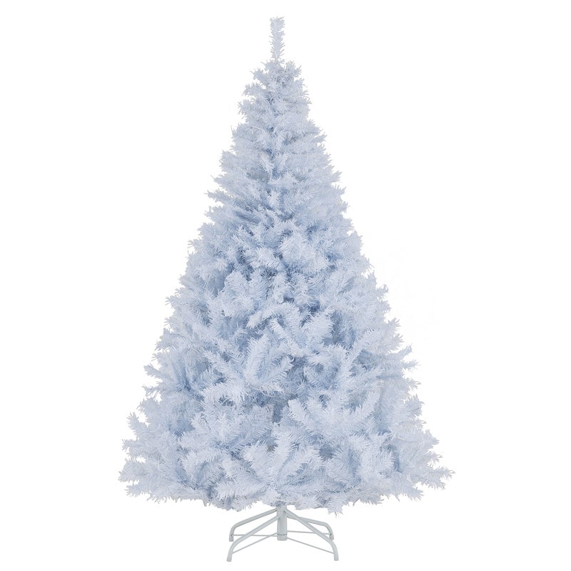 WELLFOR - 6ft Pre‑lit Hinged Artificial Christmas Tree with 1000 Branch Tips &280 LED Lights for Home Party Apartment - White