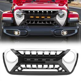 AMERICAN MODIFIED - Grille w/Lights for 2018-2023 Jeep Wrangler JL & Gladiator JT - White Black