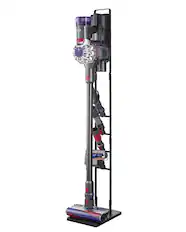 Front. VEVOR - Vacuum Stand for Dyson Multi-Models Stable Storage Bracket Holder with 4 Hooks - Black.