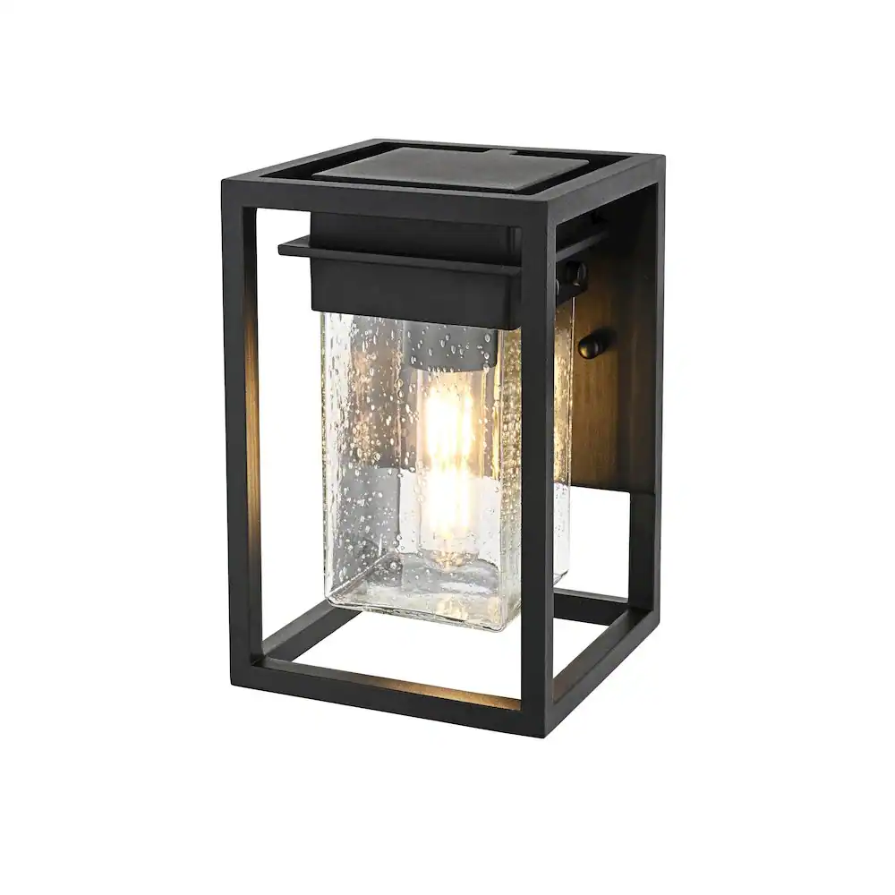 Angle. Elegant Lighting - Morse 7 inch Outdoor Pendant in Black - Black.