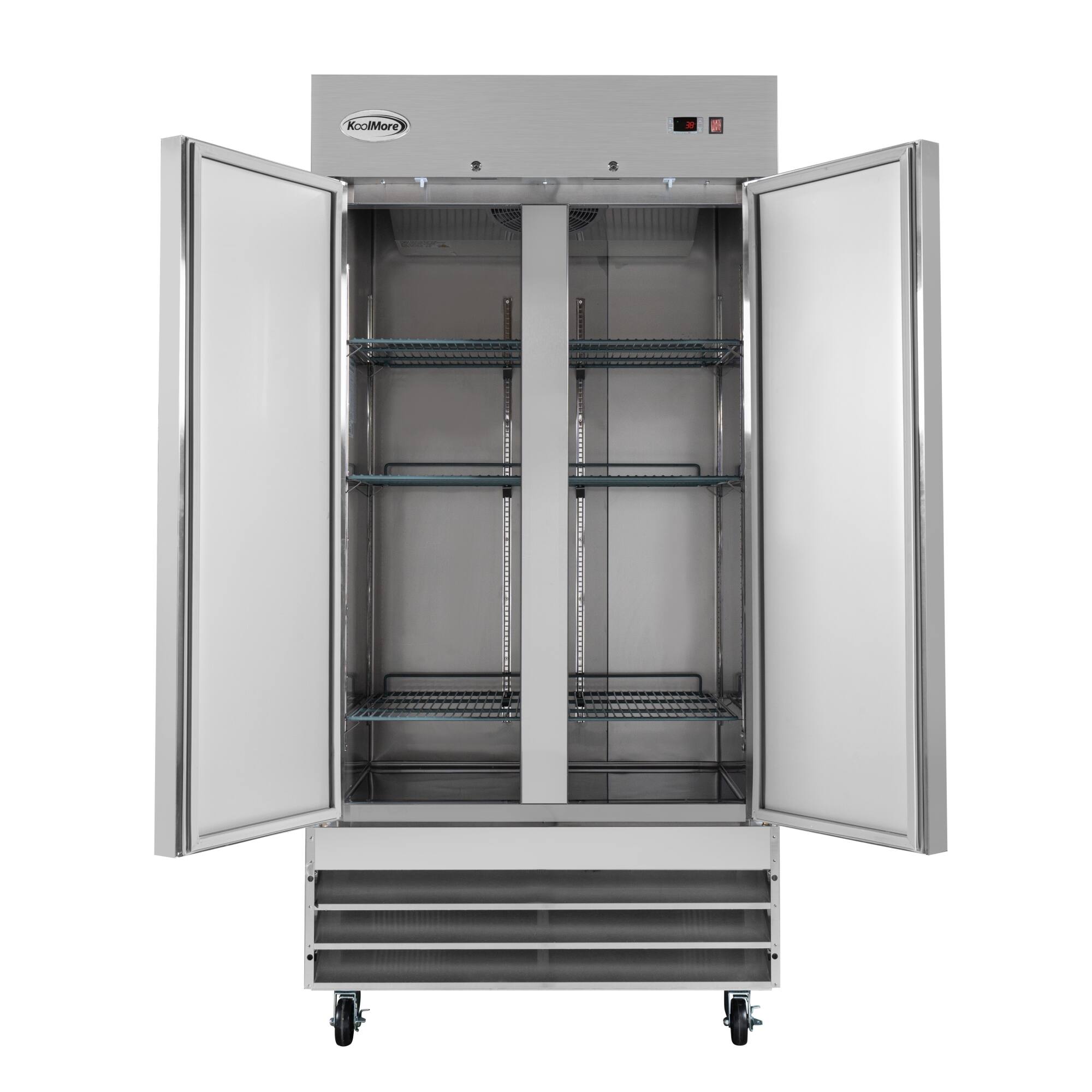 Alt View 3. Koolmore - 39 in. Commercial Stainless Steel 2-Door Reach-In Refrigerator, 35 cu. ft. RIR-2D-SS35C - Stainless-Steel.