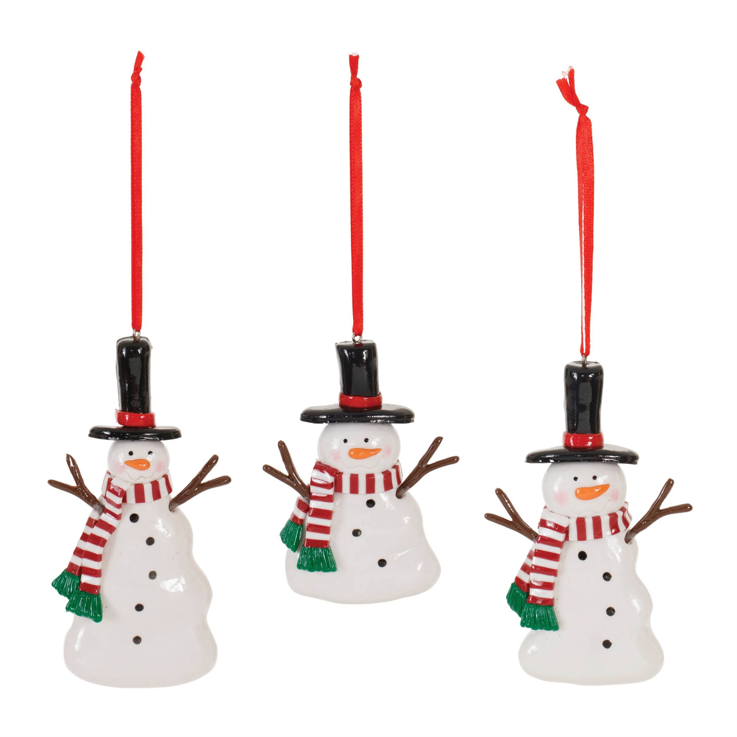 Angle. BreeBe - Clay Dough Snowman Ornament (Set of 24) - White, Red, Black.