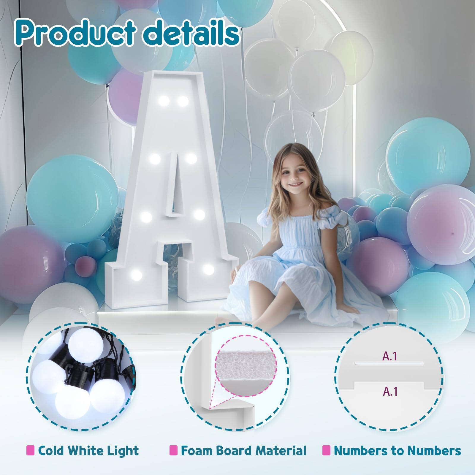Product details

- Cold White Light
- Foam Board Material
- Numbers to Numbers

A.1