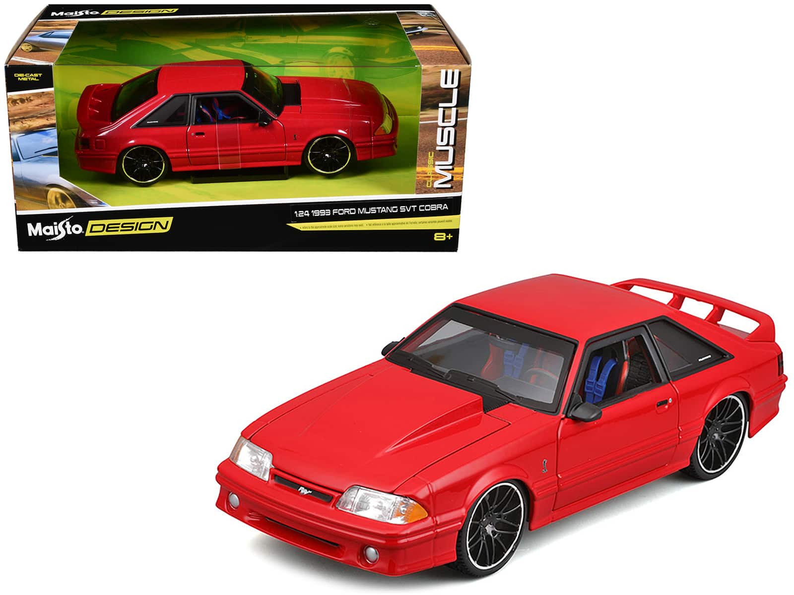 "1993 Ford Mustang SVT Cobra Red ""Classic Muscle"" ""Maisto Design"" Series 1/24 Diecast Model Car by Maisto" price history on PriceWatchPro