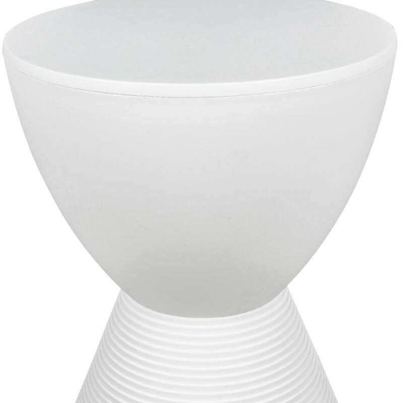 Alt View 5. LeisureMod - Boyd Modern Round Hourglass Accent Side Table, Drum Storage Table with Ribbed Base for Indoor/Outdoor - White.