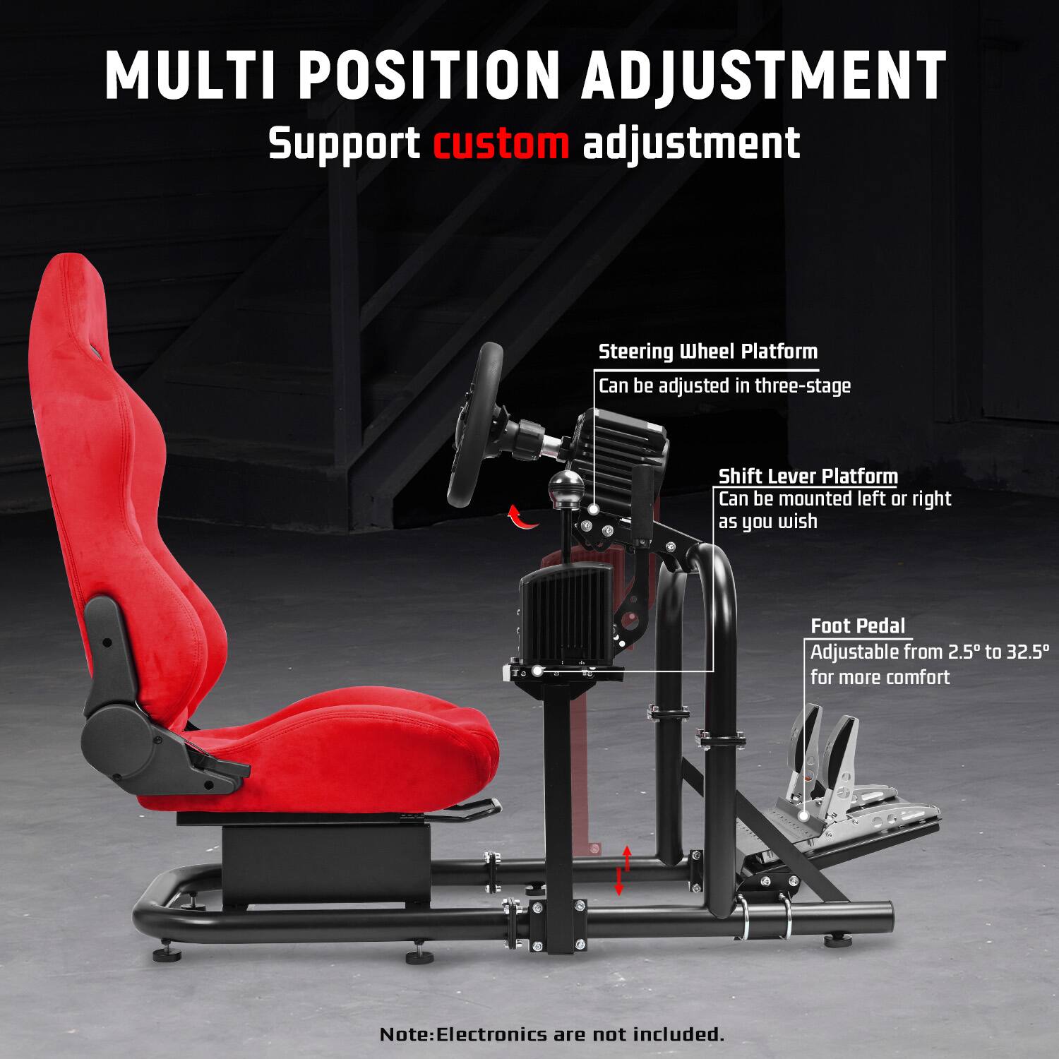 Dardoo Racing Simulator Cockpit with Red Suede Seat Frame Large Round ...