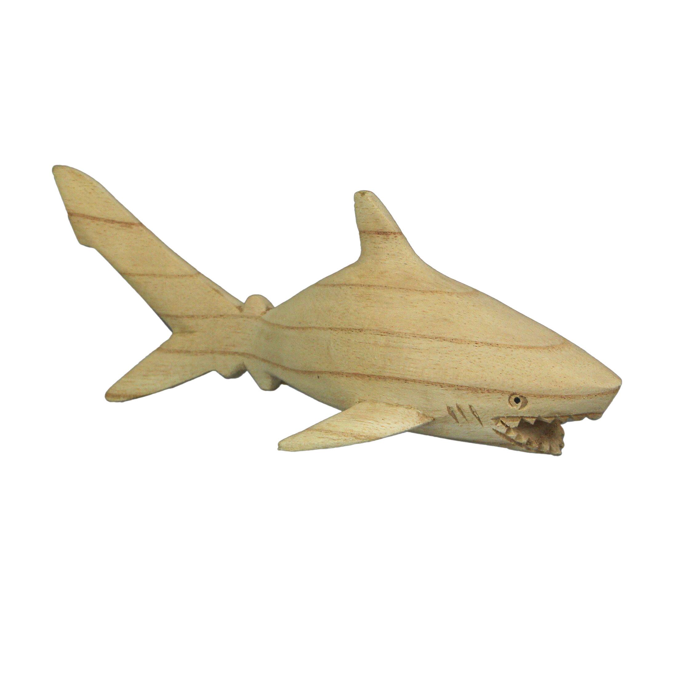 Alt View 1. Things2Die4 - 8" Hand Carved Great White Shark Wooden Sculpture – Nautical Ocean Decor - Brown.