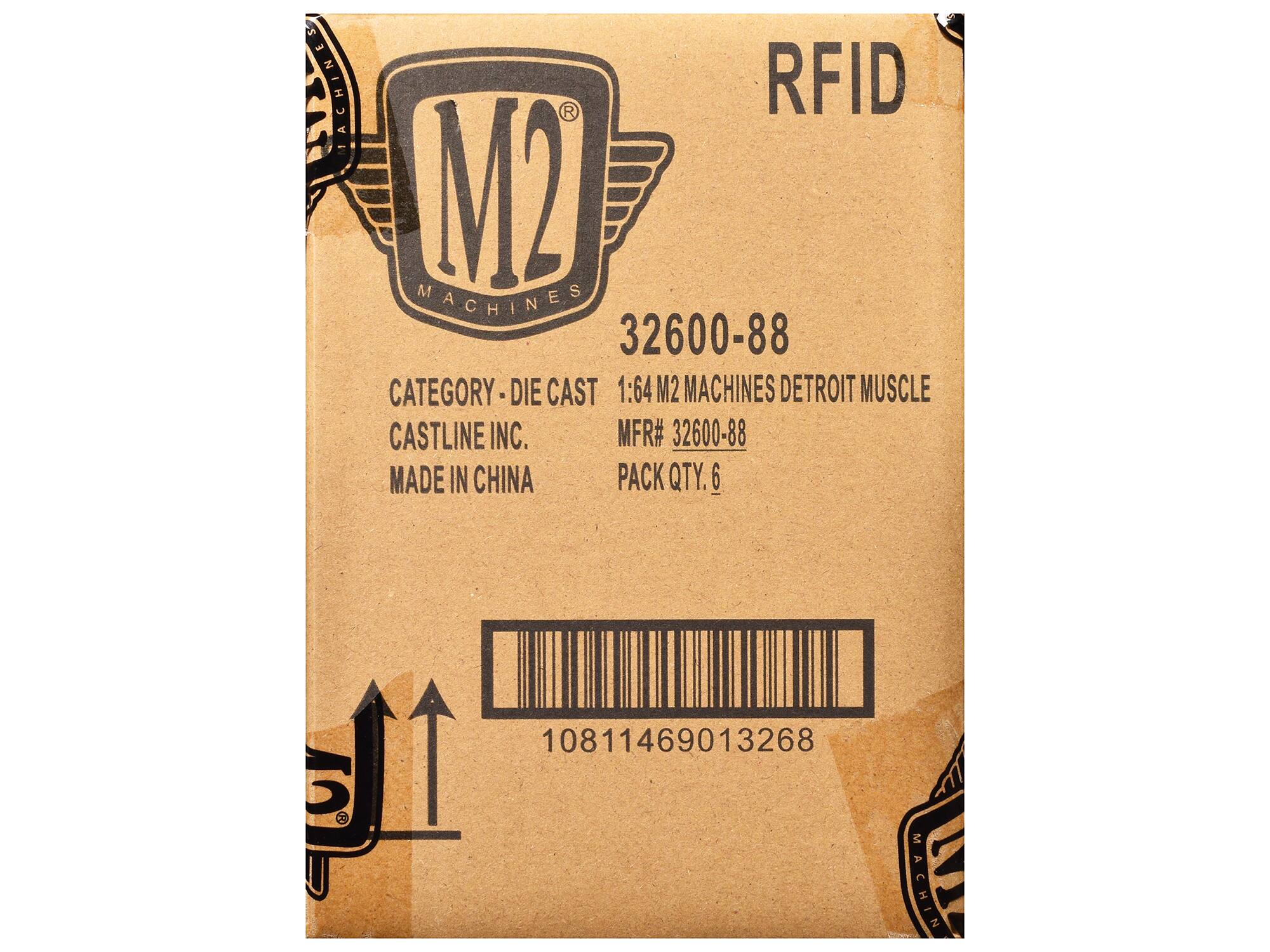 M2 Machines  
RFID  
32600-88  
CATEGORY - DIE CAST  
1:64 M2 MACHINES DETROIT MUSCLE  
CASTLINE INC.  
MADE IN CHINA  
MFR# 32600-88  
PACK QTY. 6  
10811469013268