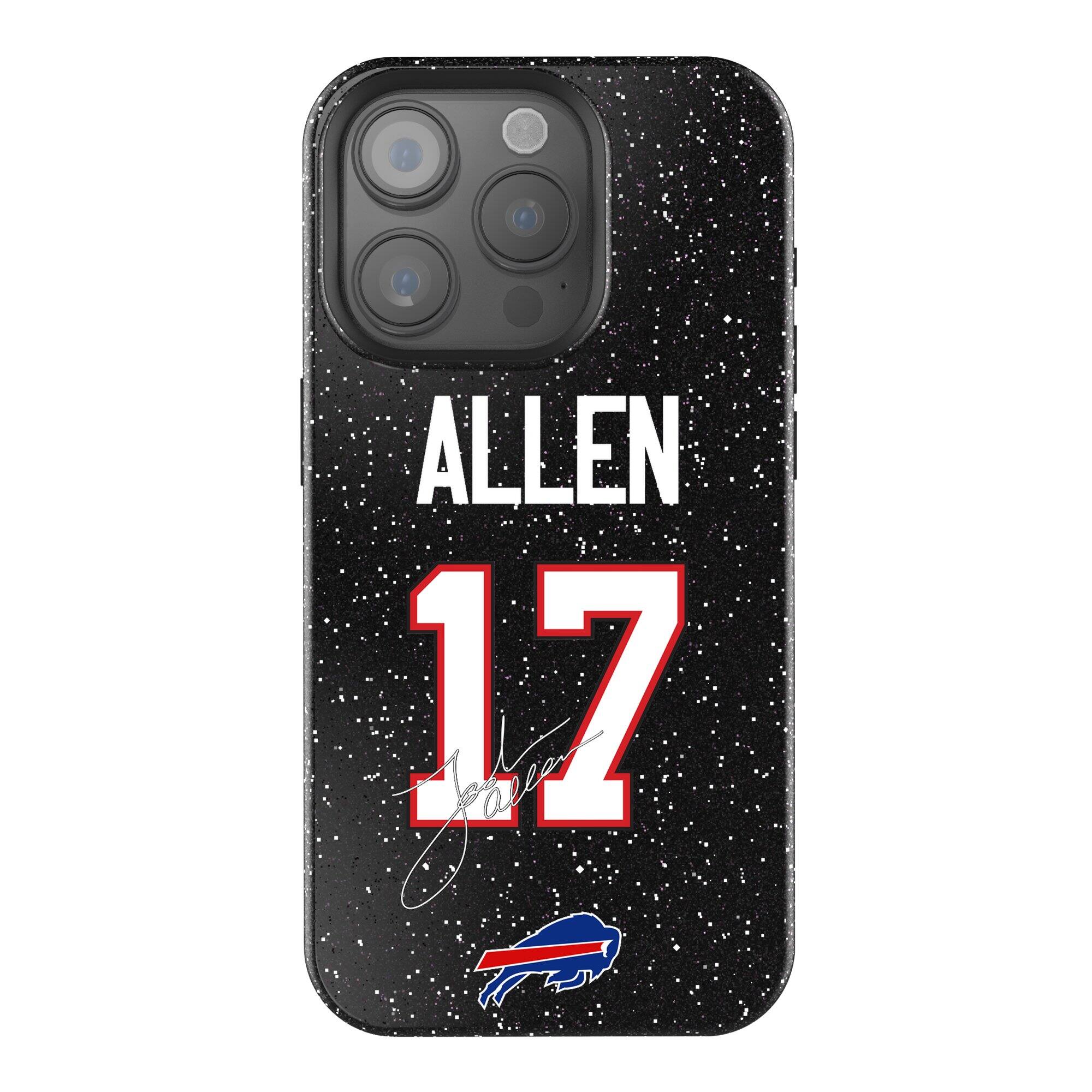 Front. Keyscaper - Josh Allen Black Buffalo Bills Bling iPhone Case - 15 Pro - Black.
