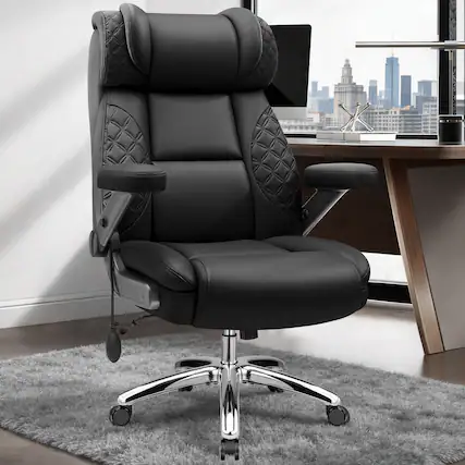 Front. Brick Attic - 500lbs Big&Tall Executive Office Chair,High Back Ergonomic Computer Chair with Adjustable Lumbar Support &5D Flip Arms - Black.