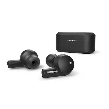 Front. Philips - Philips T5505BK In-Ear True Wireless Headphones - Black.