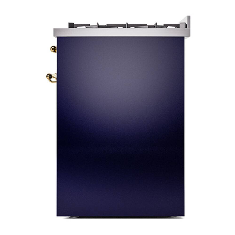 Alt View 10. ILVE - ILVE Nostalgie II Series 30 in. Dual Fuel Range with 5 Sealed Burners (Liquid Propane, Brass Trim) - Midnight Blue.