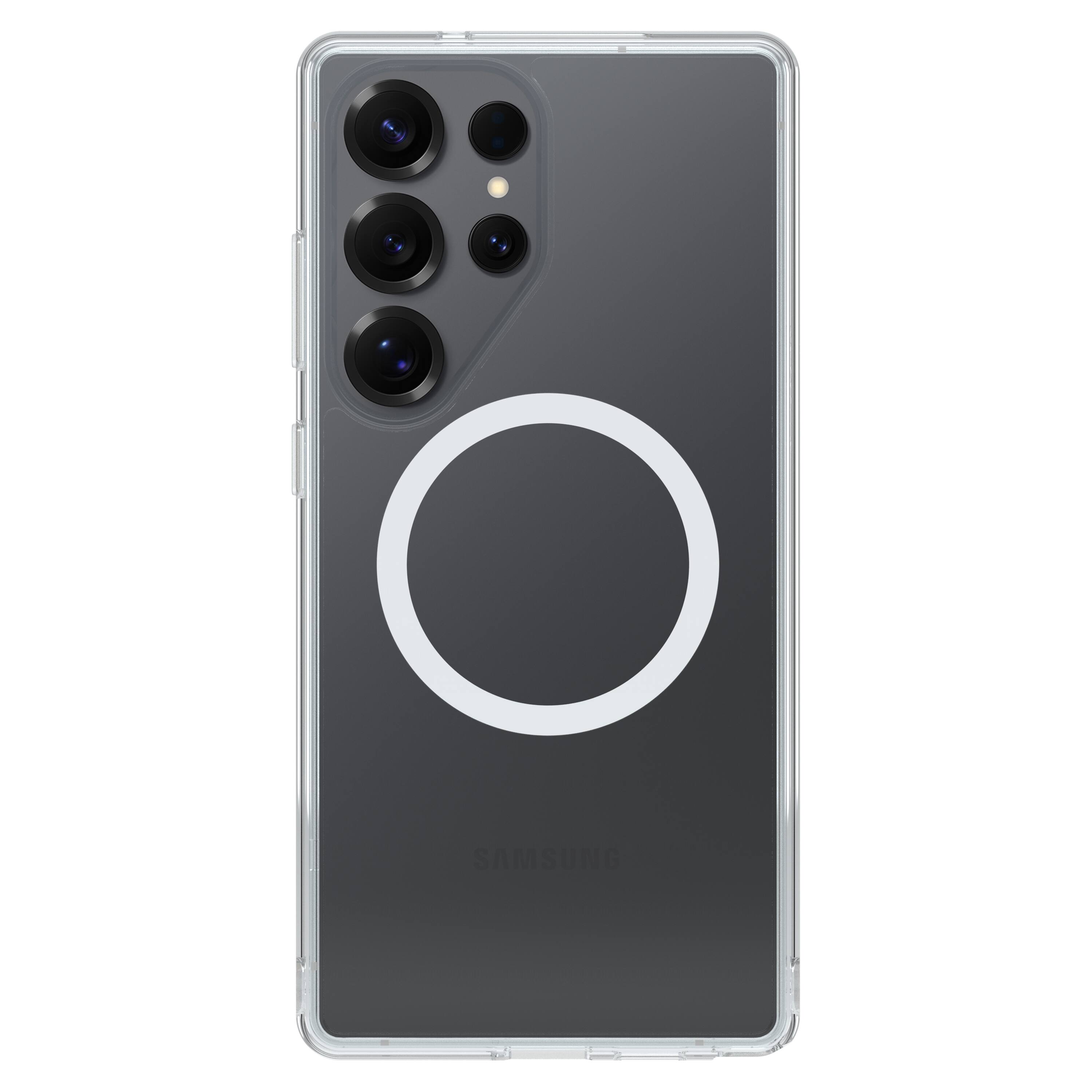 Angle. OtterBox - Symmetry Series Hard Shell with Magnets for Samsung Galaxy S25 Ultra - Clear.