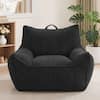 Front. Vipbear - Bean Bag Chair for Adults, Accent Chair with Armrests, Ergonomic Sofa Chair with Pocket & Handle - Black.