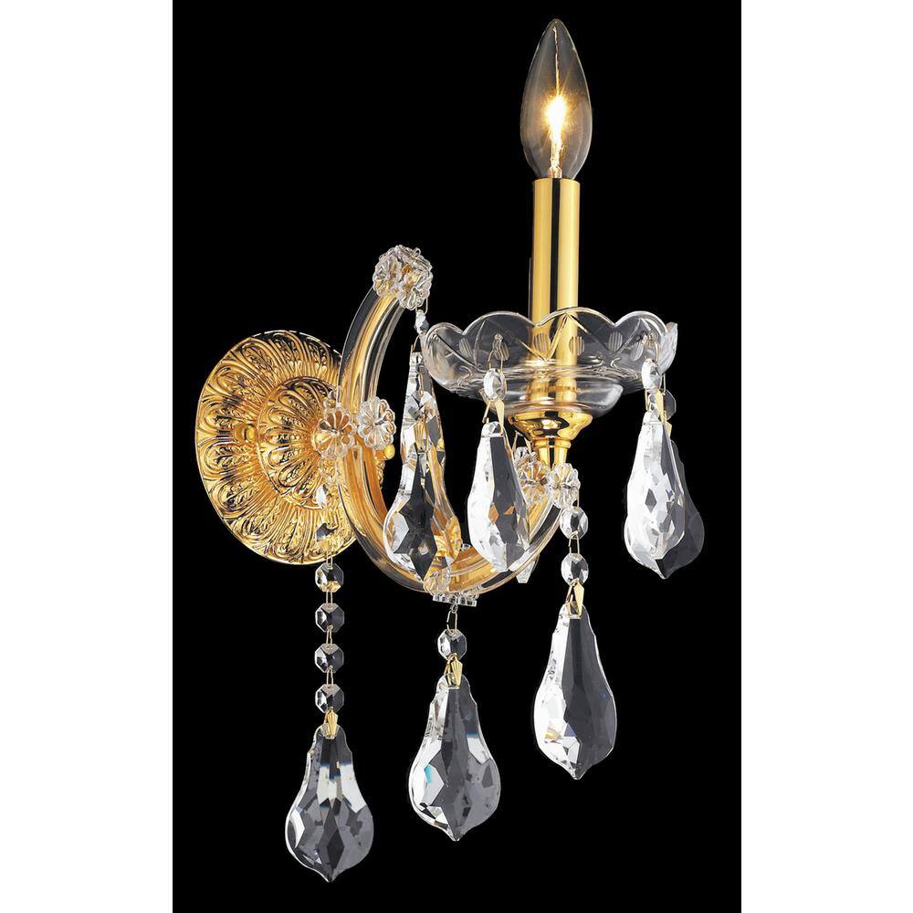 Elegant Lighting - Maria Theresa 1 light Wall Sconce Clear Royal Cut Crystal - Gold