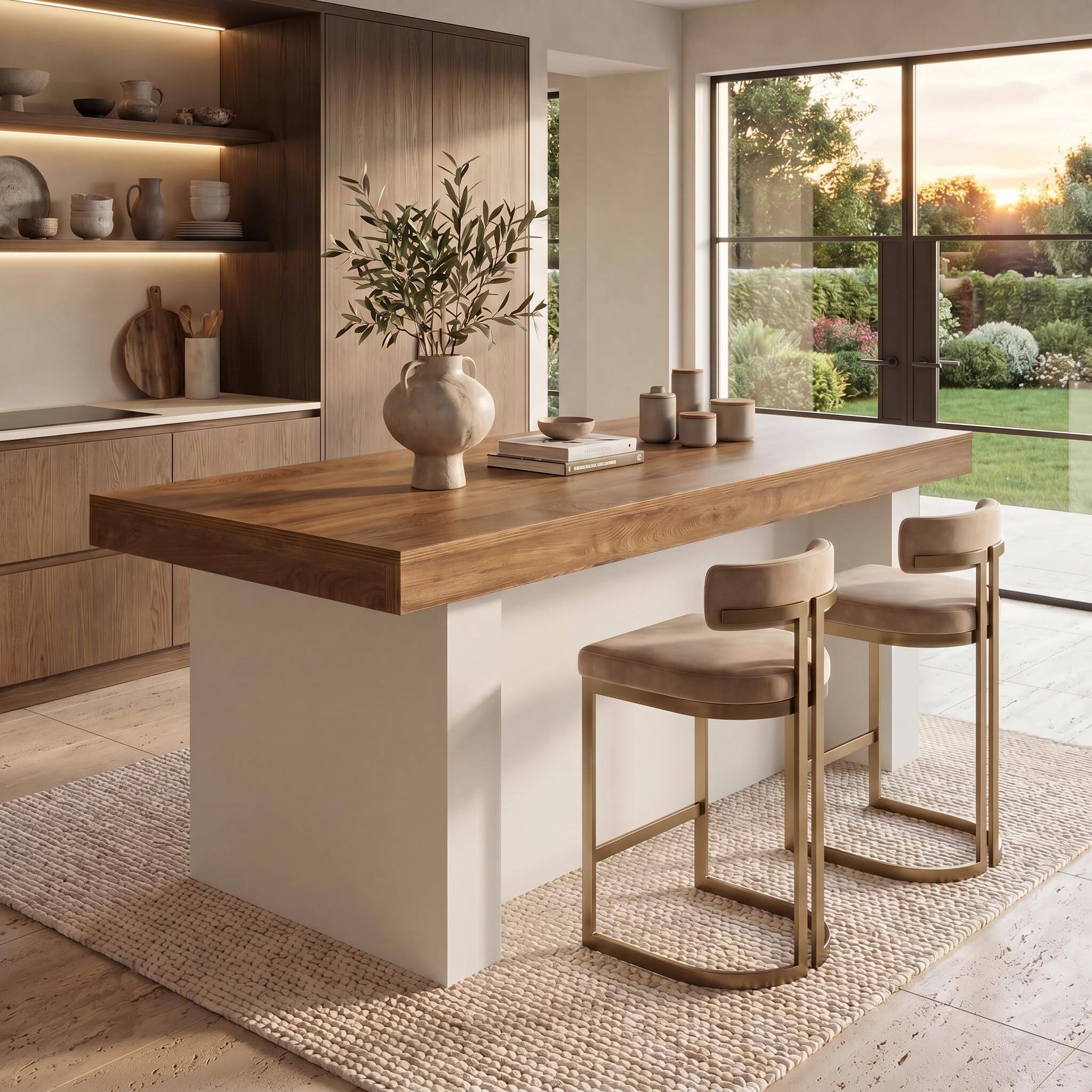 Tribesigns 55 Inch Kitchen Island Table with 2 Tier Storage Brown ...