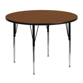 Flash Furniture - Wren 48'' Round Oak HP Laminate Activity Table - Standard Height Adjustable Legs - Brown