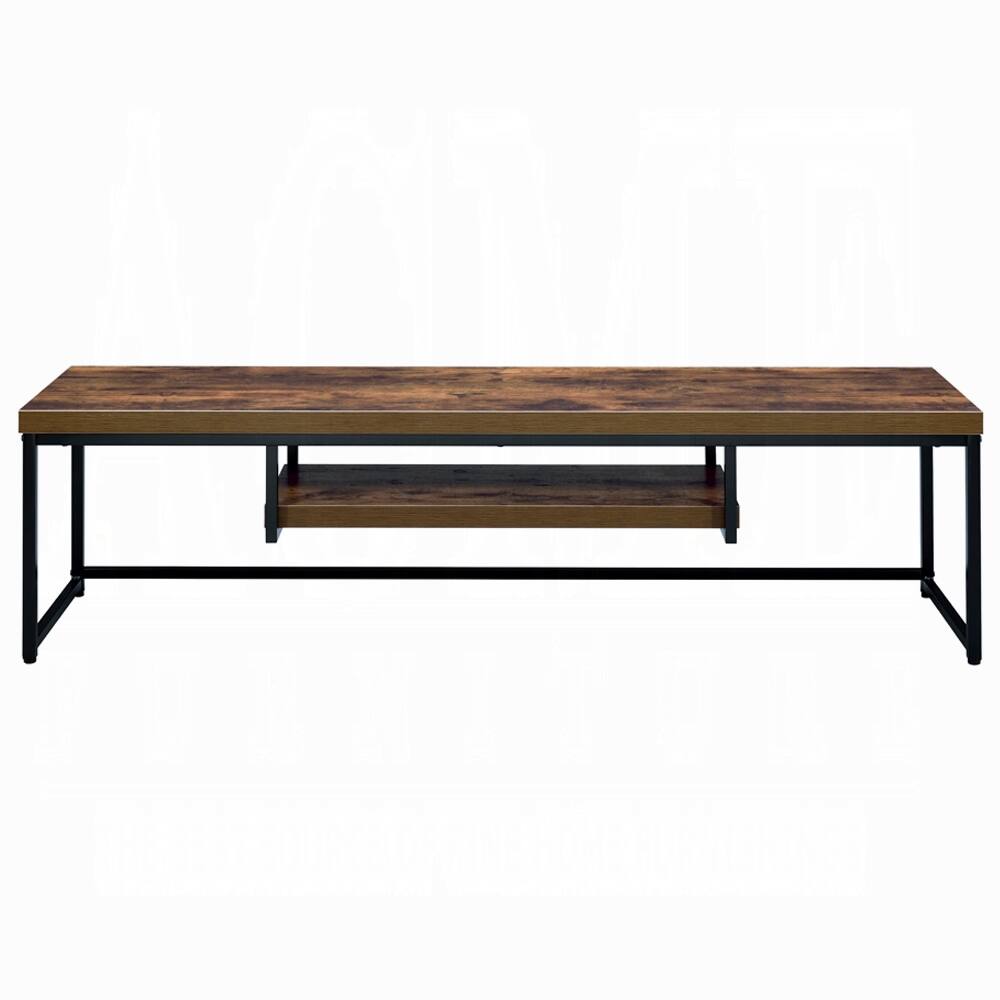 Front. Spaco - Spaco TV Stand for TVs Up to 60 Inch, Industrial Style with Weathered Oak Top, Metal Base and Open Shelf,for Living Room - Black+Oak.