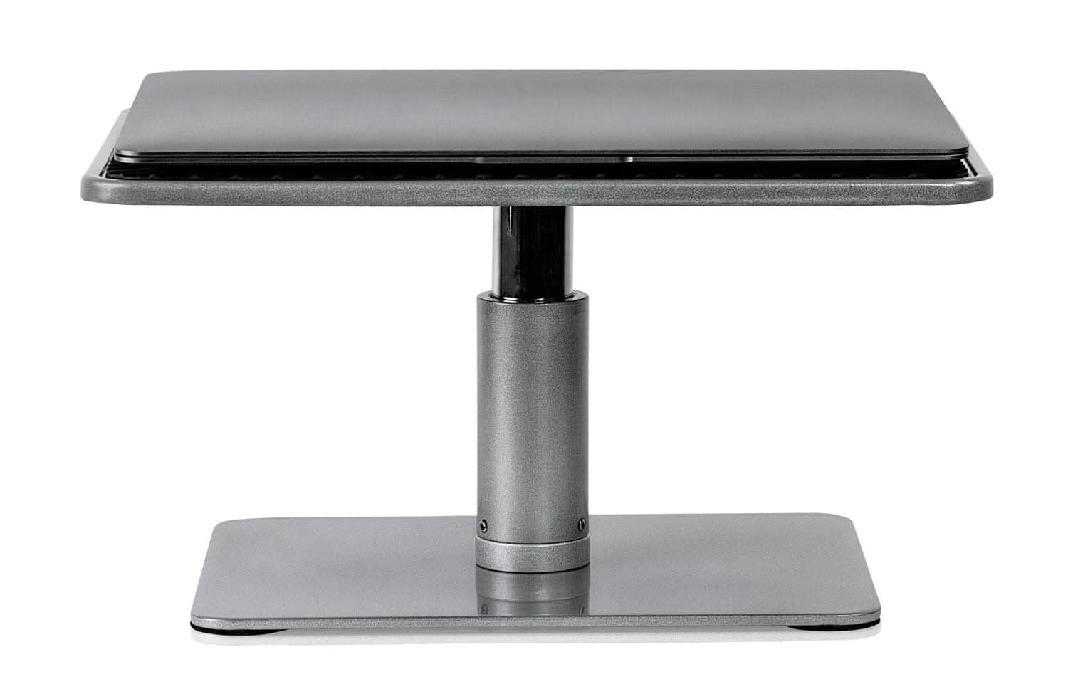 Alt View 1. Mount-It! - Height Adjustable Laptop & Monitor Stand for Laptops and 24″-32″ Monitors with Anti-Slip Stability, Silver - Silver.