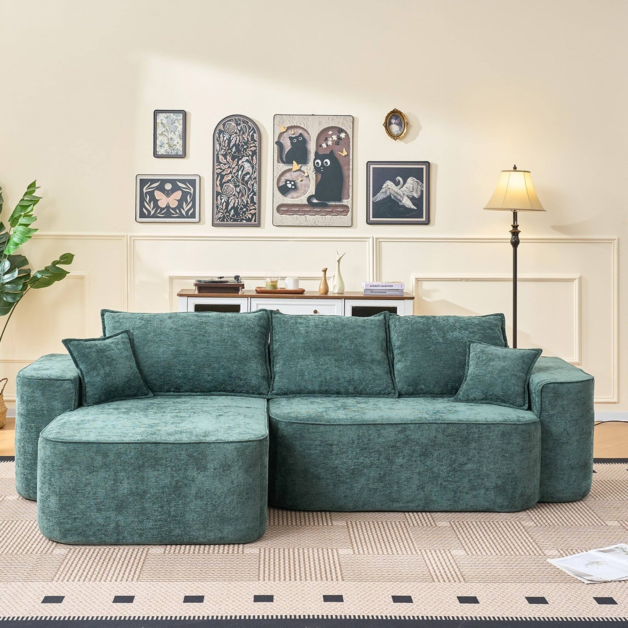 Alt View 1. Boyel Living - Compressed Green Chenille Modular Sofa with Side Storage No Assembly Required 4-Seat - Green.