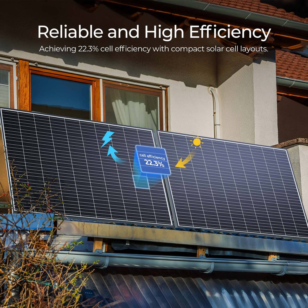Reliable and High Efficiency: Achieving 22.3% cell efficiency with compact solar cell layouts.