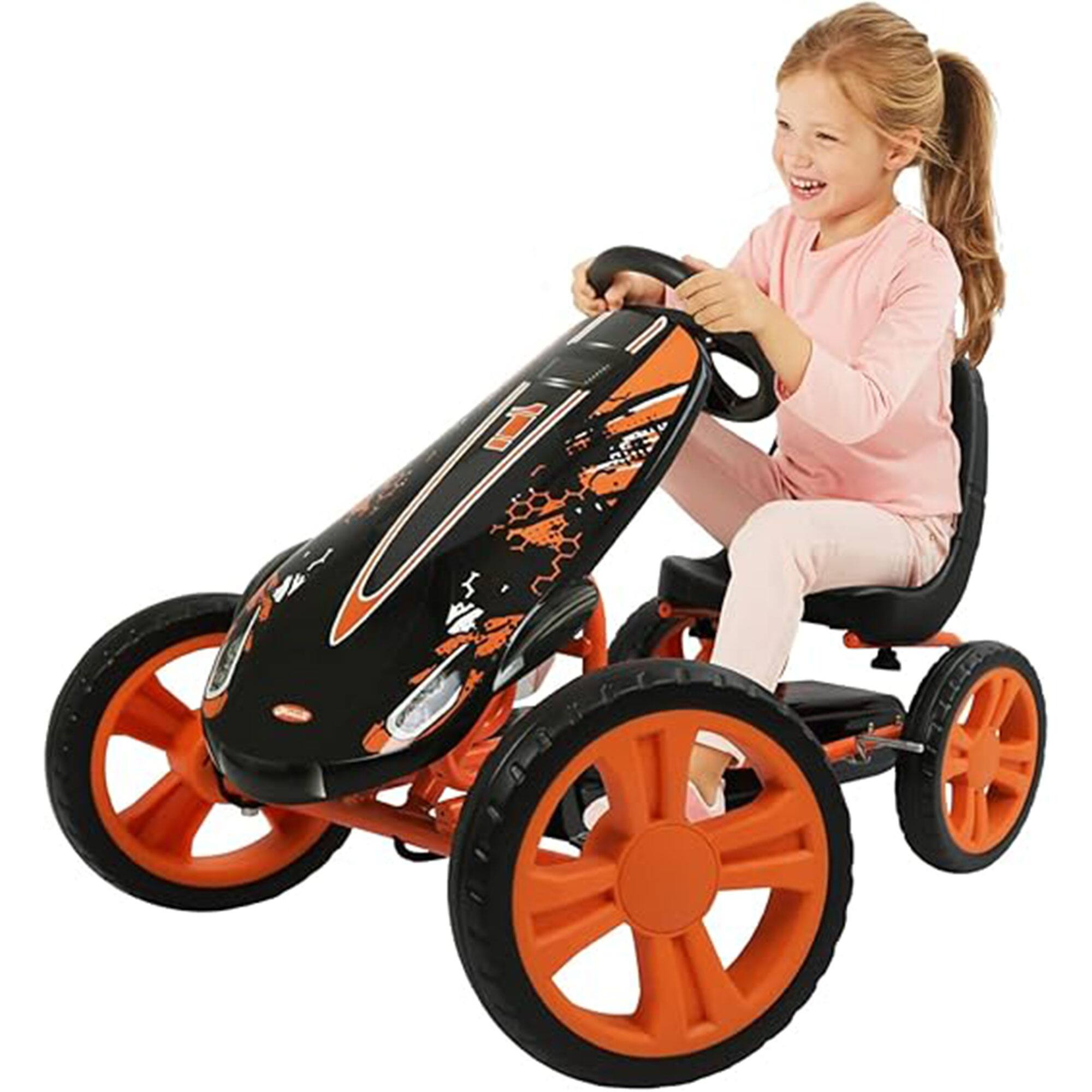 Alt View 4. hauck - hauck Speedster Pedal Car w/ 3 Way Adjustable Bucket Seat & Steel Frame, Orange - Orange.