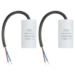 Unique Bargains - 2pcs 4uF CBB60 Run Capacitor, AC 450V 2 Wires 50/60Hz Cylinder 65x35mm for Air Compressor, Water Pump - White