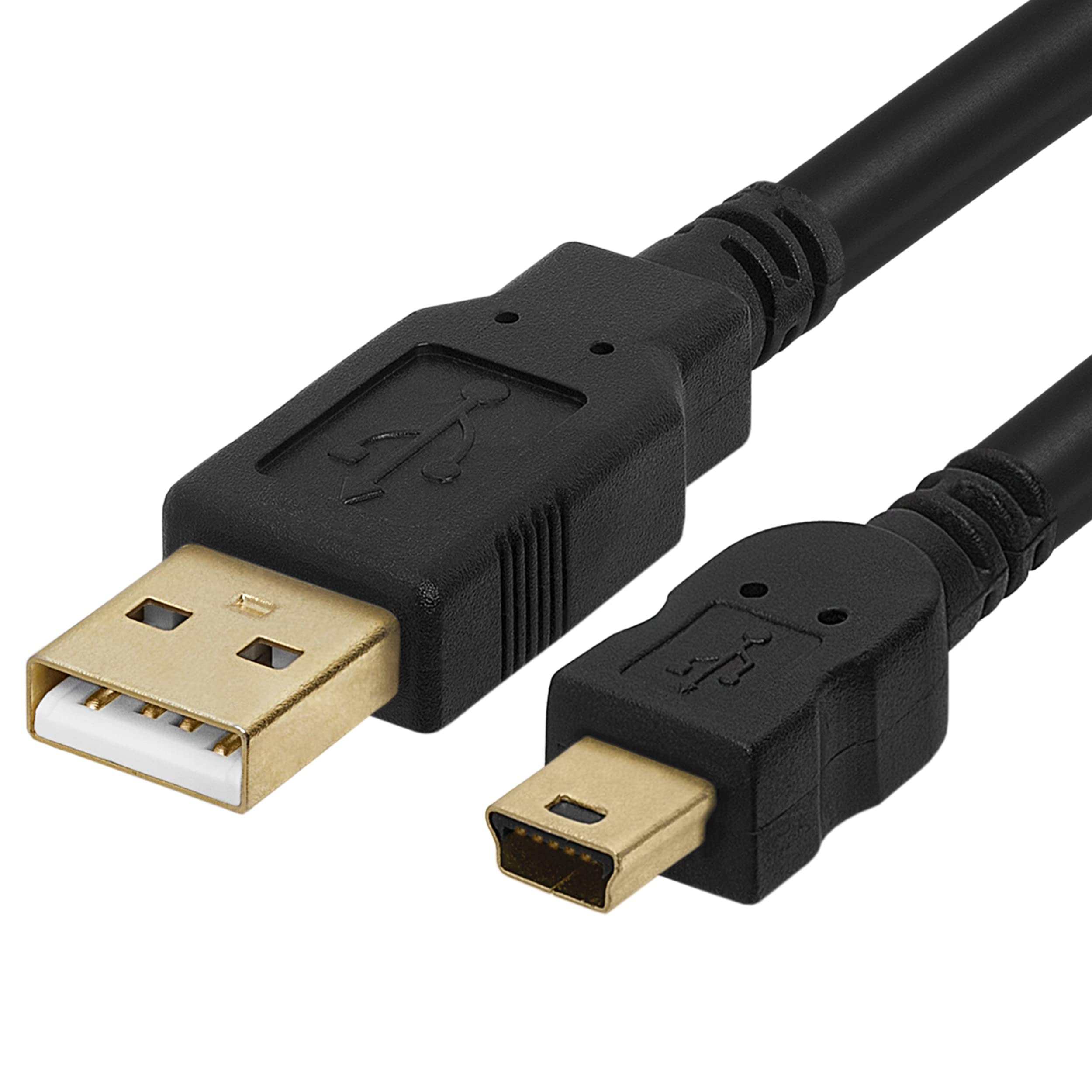 Left. Cmple.com - Cmple - Mini USB Cable 3ft USB 2.0 A to Mini B Data Transfer Charging Cables 5 Pin Mini to Standard Cord - Black.