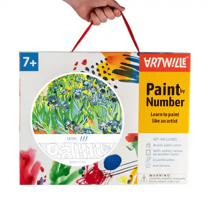 7+ + TM Paint by Number Learn to paint like an artist LEVEL !!! 1 - a Painu N00013398 SET INCLUDES Acrylic paint colors 100% cotton canvas on wooden frame 88 2 paintbrushes Instructions WARNING: ! CHOKING HAZARD-Small parts. Not for children under 3 rs
