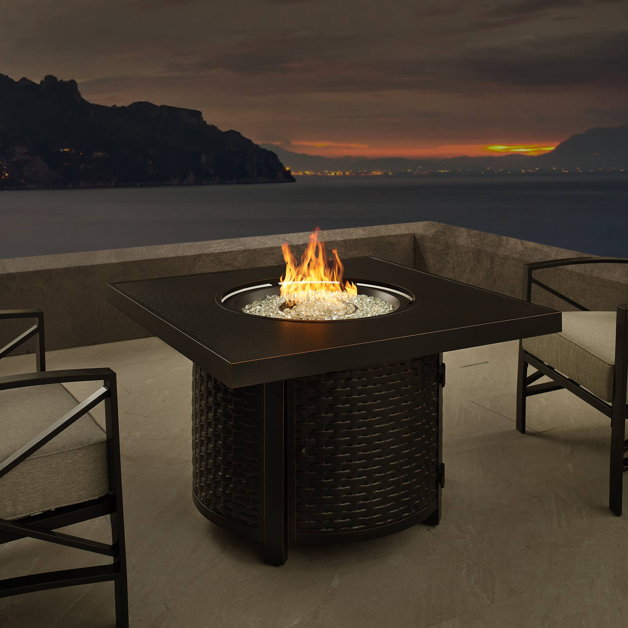 Alt View 19. Fire Sense - Dalton Square Aluminum LPG/NG Fire Pit - Antique Bronze.